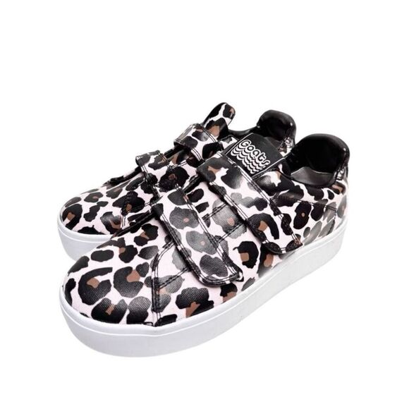 GOATS Sneakers Size 6.5 Cheetah Print Pink Black Platform Lace Up Shoes - Picture 1 of 12